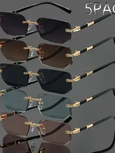 Men's Retro Trendy Square Sunglasses Set, Fashion Casual Small Frame, Durable PC Material, Versatile Use, Perfect for Shopping, Photography, Parties, Best Gift Idea
