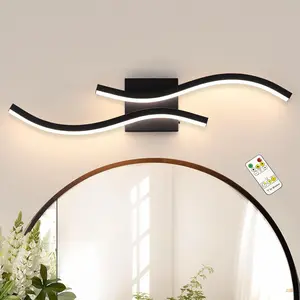 Battery-Powered Wall Light, Rechargeable Vanity Lamp, Adjustable Remote Color Temperature, Wireless Wall Light for Bedroom Living Room Hallway, Gold
