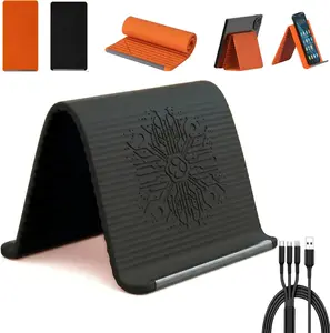 Flexible Foldable Silicone Aluminum Phone Holder, Bendable Anti-Slip Desktop Stand, Rollable Multi-Angle Bracket for Phone Tablet Laptop Indoor & Outdoor Use