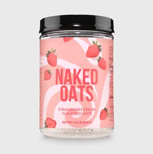 Naked Strawberry Cream Protein Oats - Gluten Free Rolled Oats for Lean Muscle Stable Energy Optimal Digestion - 20g Protein 6g Fiber 5g Sugar