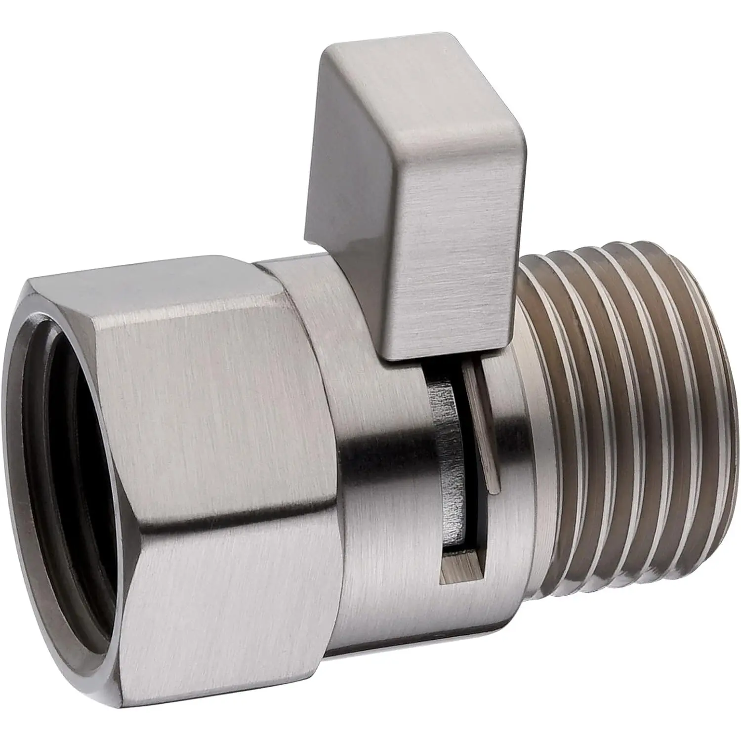Brushed Nickel Brass Body Shower Water Flow Control Valve with Handle, Water-Saver Flow Regulator