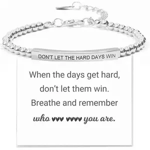 Virelyn B Dont Let The Hard Days Win Bracelet Inspirational Bracelets for Women Motivational Beaded Bracelets with Encouragement Card Anxiety Relief Items Inspirational Gifts for Women