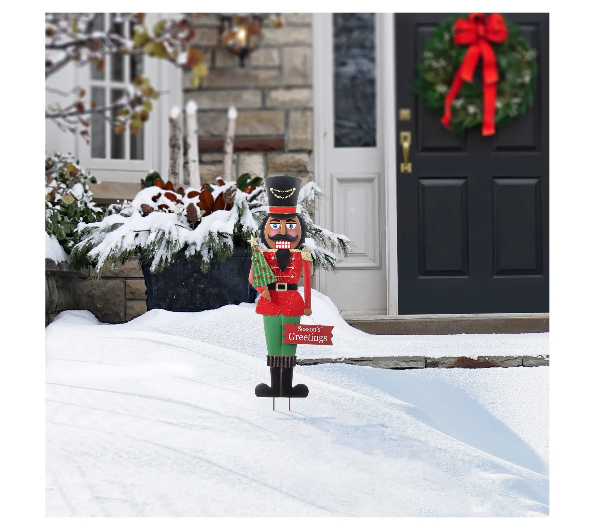 Glitzhome 36"H Christmas Metal African Nutcracker Garden Stake