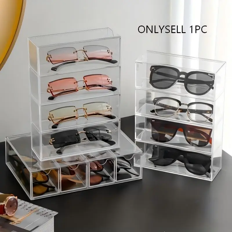 1pc Acrylic Clear Eyeglass Storage Container for Women Girls Glasses Holder Eye Glasses Holders