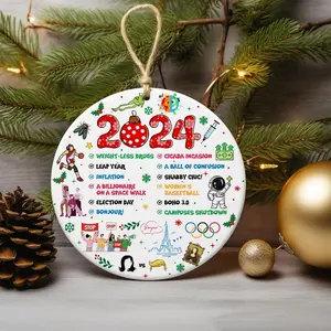 Notable Events 2024 Christmas Ornament, Newsmaker Cute 2024 Ornament, Funny Year in Review, Year to Remember Gifts Idea, Commemorative 2024, Xmas Tree, Christmas
