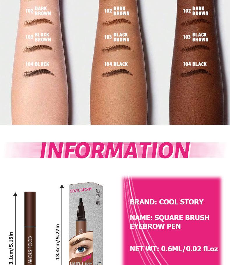 Multi-Tip Hair-Like Eyebrow Pen, Waterproof Quick-Dry Brow Marker, Natural Microblading-Effect Eyebrow Pencil for Defined Brows