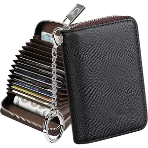 Credit Card Wallet, Zipper Card Cases Holder for Women, RFID Blocking, KeyChain Wallet, Compact Size