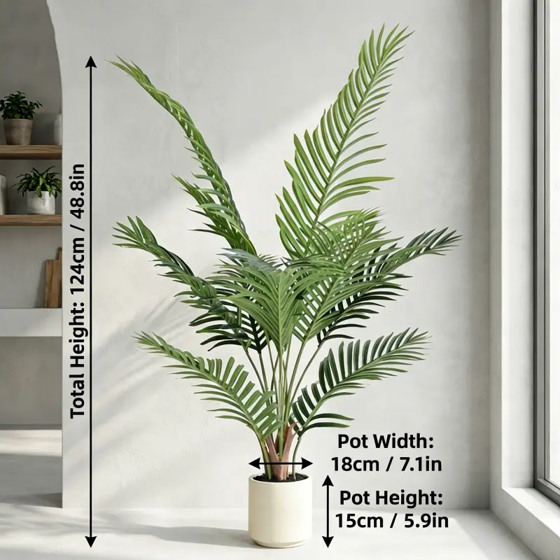 4FT Artificial Triple-Trunk Palm Tree - UV-Resistant PE Needle-Like Foliage Decorative Potted Tropical Plant, Artificial Potted Trees for Indoor-Outdoor House Plants Decor (Ideal Gift for Homes, Restaurants)