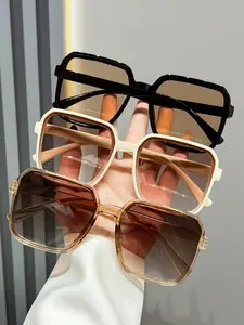 Unisex Vintage Square Frame Sunglasses, Trendy Casual Sunglasses for Travel Use, Fashion Accessories for Outdoor Activities, Fashionable Frames Sunglasses