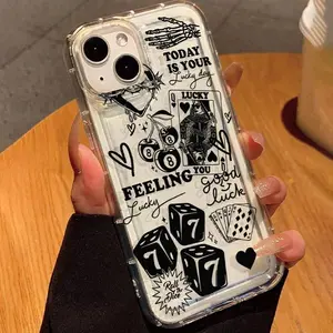 Poker Card Pattern Phone Case, Shockproof Clear Phone Protective Cover, Phone Accessory Compatible with iPhone 11 12 13 14 15 16 17 Pro Max, Air Pro Max