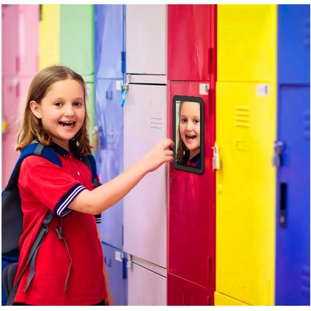 Magnetic Locker Mirror,Small Mirror for Locker - 5" x 7" Iocker Mirror Magnetic - Magnet Mirror for School Locker, Bathroom, Workshop Toolbox, Office Cabinet,Mirror Locker Accessories,Black