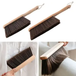 Natural Wood Anti Static Cleaning Brush Soft Wood Bristle Dust Sweeper Household Desktop Coffee Grinder Powder Remover Bed Sweeping Brush for Home Bar Use
