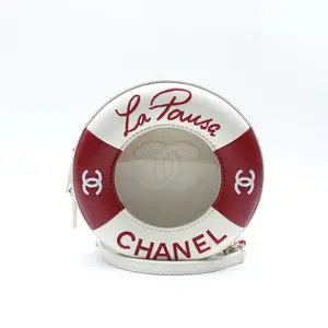 Pre-owned CHANEL Lambskin Shoulder Bags La Pausa Float Lifesaver White & Red Shoulder Bag T10395753