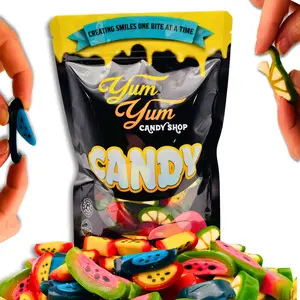 Peelable Fruit Slice Candy Mix Soft Gummy Sweet Watermelon, Blue Rasberry, Passion Fruit, Lemon Lime Imported From Spain