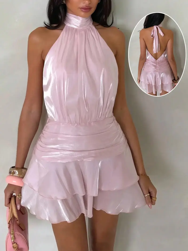 halterneck ruffle-appliqu a-line mini dress - TikTok Shop halterneck ruffle-appliqu a-line mini dress - TikTok Shop