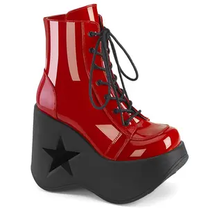Demonia Dynamite-106 Red Patent Ankle Boots