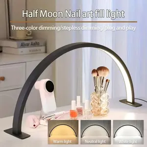 Desktop Half-Moon Nail Lamp Arch Lighting Table Lamp USB Powered, 3 Color Temperatures Adjustable, Dimmable Lighting, Adjustable Lights, Suitable for Personal Manicure