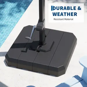 Heavy Duty Cantilever Patio Umbrella Base Set – 330lb 4-Piece HDPE Fillable Weights for 10-15FT Outdoor Offset Umbrellas – Weather Resistant Weighted Stand for Garden, Deck, or Poolside – Black