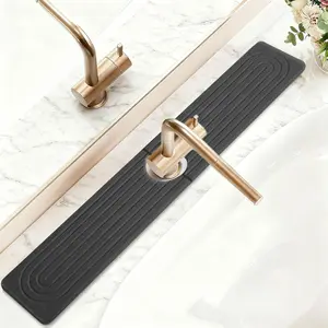 Svincolare Fast Drying Faucet Mat for Kitchen Sink 24 Inch Quick Dry Stone Diatomite Splash Guard with Anti-slip Foam Feet & Sponge Foot Pads for Moisture Prevention