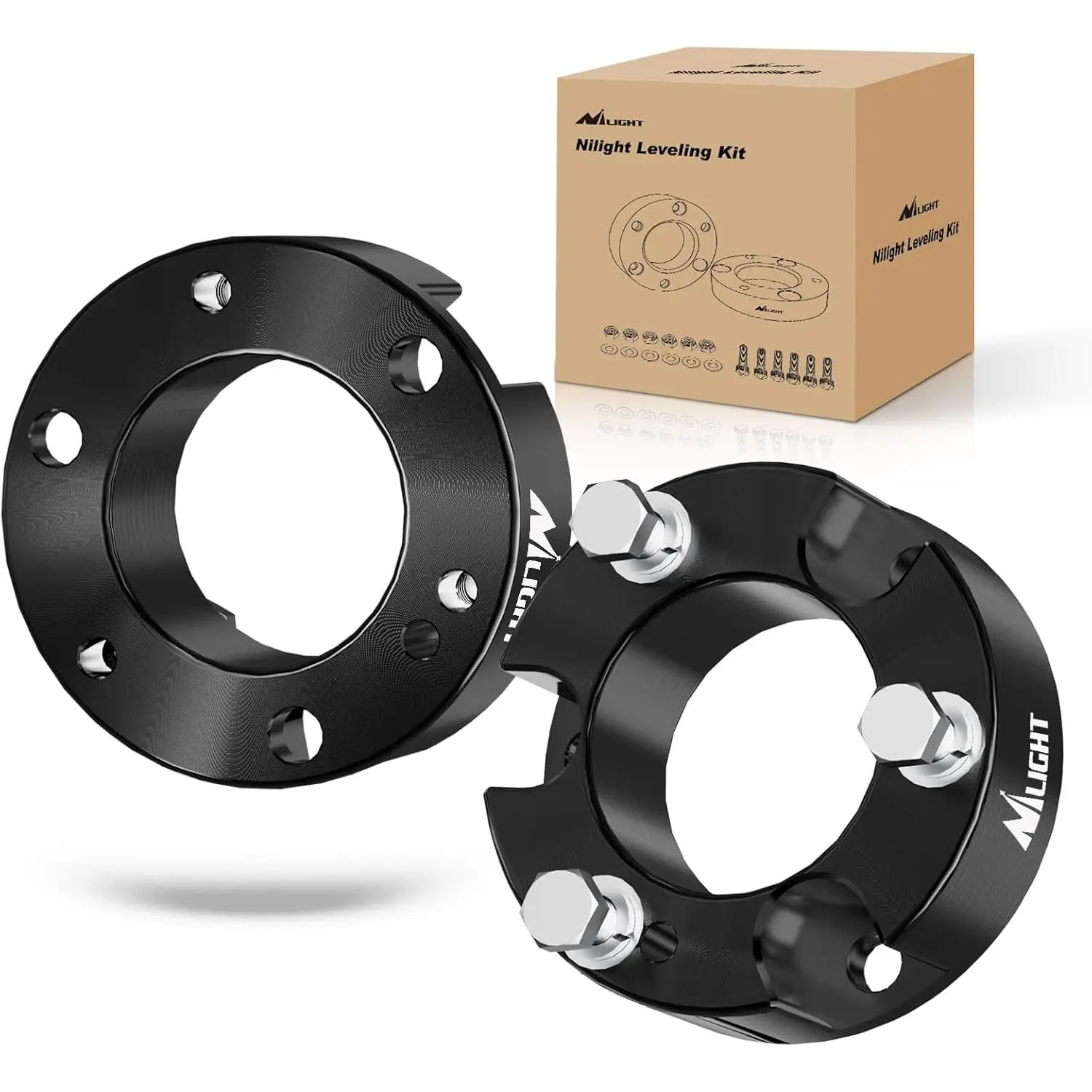 Nilight 2.5in 6061 Aluminum Alloy Front Strut Spacers, Bolt-On Rust-Resistant Leveling Lift Kit for 2019-2022 Ford Ranger 2WD/4WD Ground Clearance Suspension Component