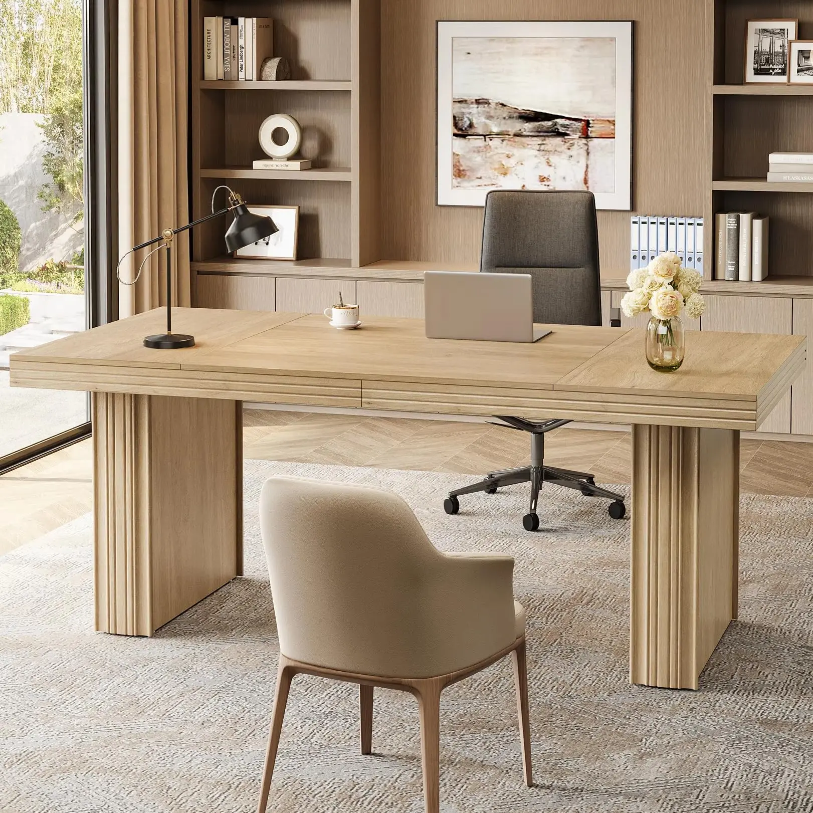 Tribesigns Executive Desk 63", Large Office Computer Desk with Heavy-Duty Legs & Thickened Desktop, Elegant Workstation for Study & Conference Tribesigns Executive Desk 63", Large Office Computer Desk with Heavy-Duty Legs & Thickened Desktop, Elegant Workstation for Study & Conference