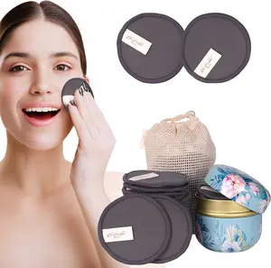 Pack of 20 Reusable Makeup Remover Pads with Laundry Bag and Tin Can. Reusable Cotton Rounds for Facial Cleansing of All Skin Types Gentle Storage