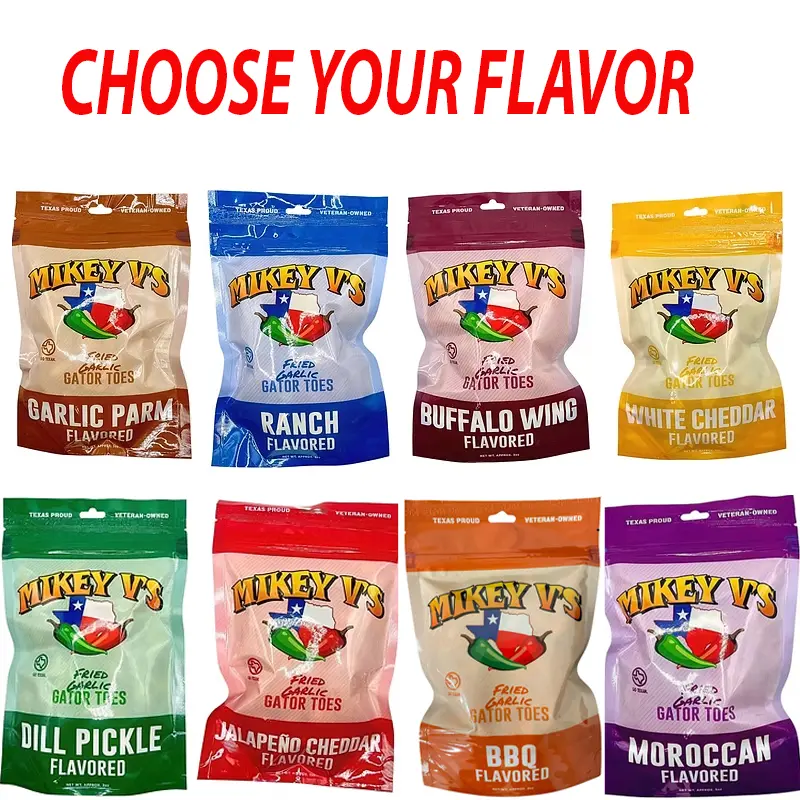 [NEW 2026] Mikey V's Fried Garlic (11 Flavors) "Gator Toes" 3.9oz Bag, Dill Pickle, Garlic Parmesean, Buffalo, Ranch, White Cheddar, BBQ, Jalapeno Cheddar, Spicy, Chile Lime, Moroccan Snack Crispy Chips