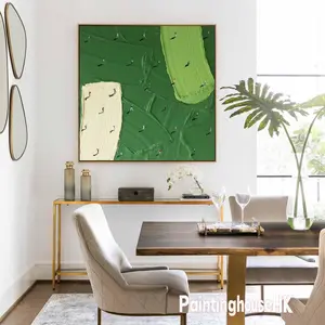 Large Green Abstract Painting Green Golf  Wall Art Green Textured Wall Art Golf Course