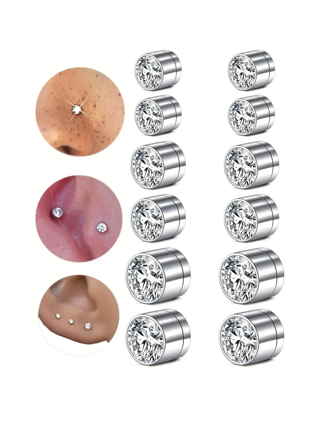 Unisex Fake Nose Ring Earrings, Sparkling Rhinestone Design, Clip-On Style, Easy to Wear, Perfect for Cosplay & Daily Use, Nose Ring Jewelry, Faux Nose Ring