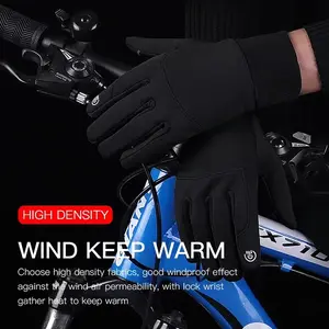 Autumn Winter Outdoor Cycling Gloves Gym Fitness Sports Running Warm Touch Screen Nonslip Gloves for Men Black