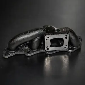 Turbo Top Mount Manifold for Nissan 240SX Altima Frontier Xterra 2.4L KA24 DOHC Engine, T3/T4 Flange Cast Iron Exhaust Manifold with Wastegate Flange, CNC Machined Bolt-On Performance Racing Manifold with Gaskets and Nuts, Black Aluminium