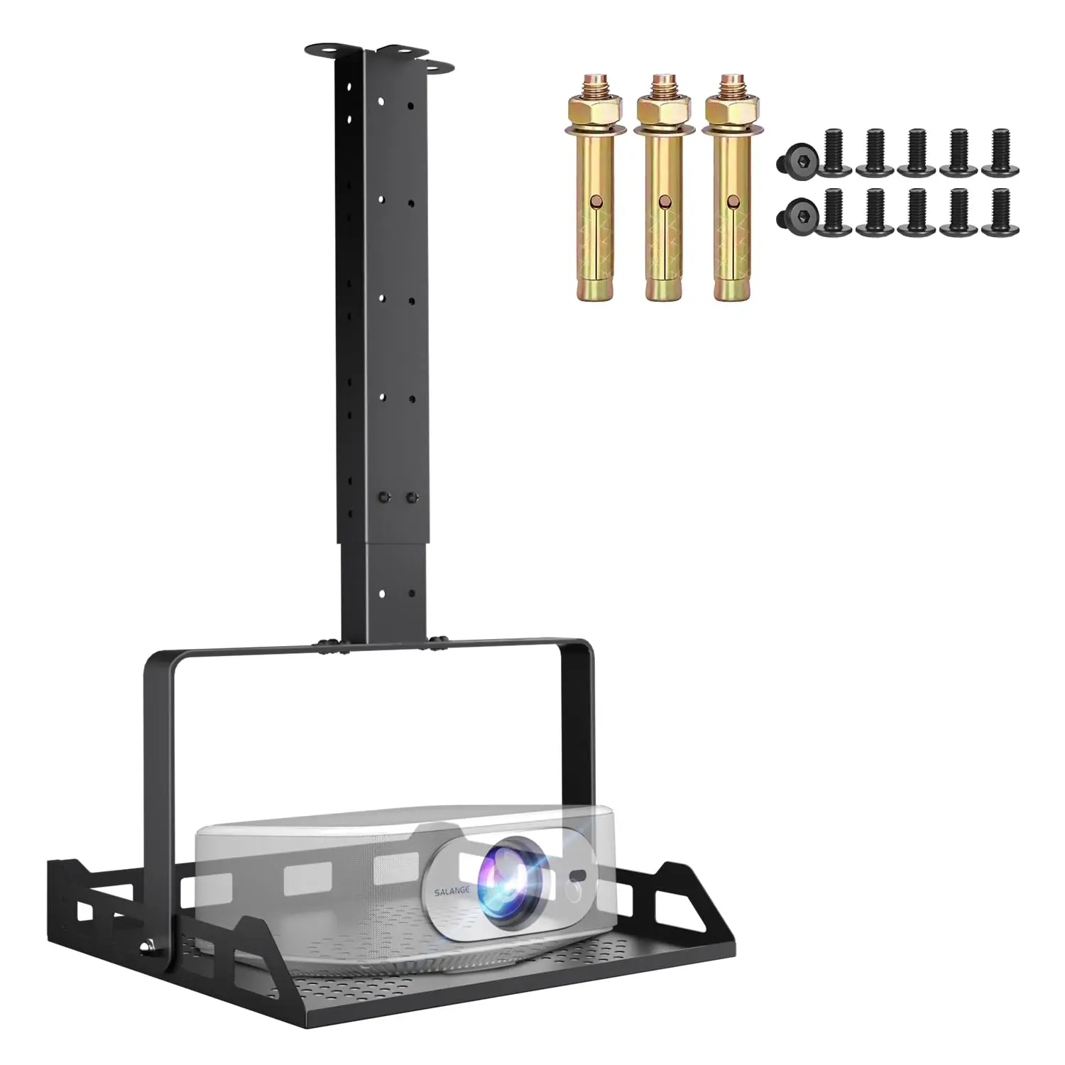 New Extending Projector Ceiling Mount with Tray,Universal 3-in-1 Projector Shelf for Ceiling and Wall,Support 45° Tilt Bracket for Home,Office,School,Holds up to 22lbs,Hidden Cable Routing,Black