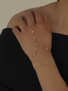 Elegant Artificial Crystal Bracelet Set, Dainty Crystal Bracelet, High-End Design One-Piece Finger Chain, Fashionable Jewelry for Women, Perfect Gift Idea