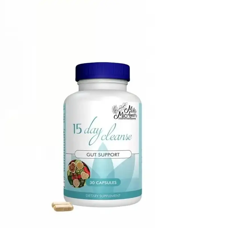 （Flash Sale）Mila McAnner 15 Day Cleanse Gut and Colon Support Caffeine Free Advanced Formula with Senna Cascara Sagrada Psyllium Husk Non-GMO Probiotics 30 Capsules