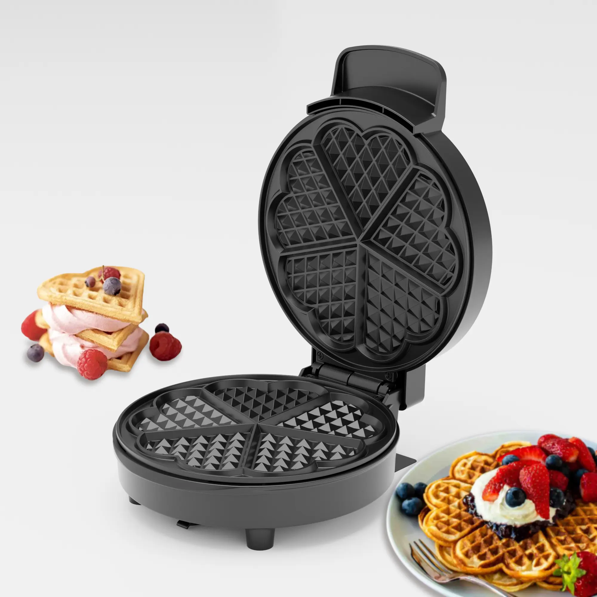 KEINVE Heart Waffle Iron, 750W Nonstick Double-Side Heating Compact Brunch Waffle Maker, Heat Resistant, Easy to Clean, Easy to Store Home Baking Machine, Heating On Both Sides