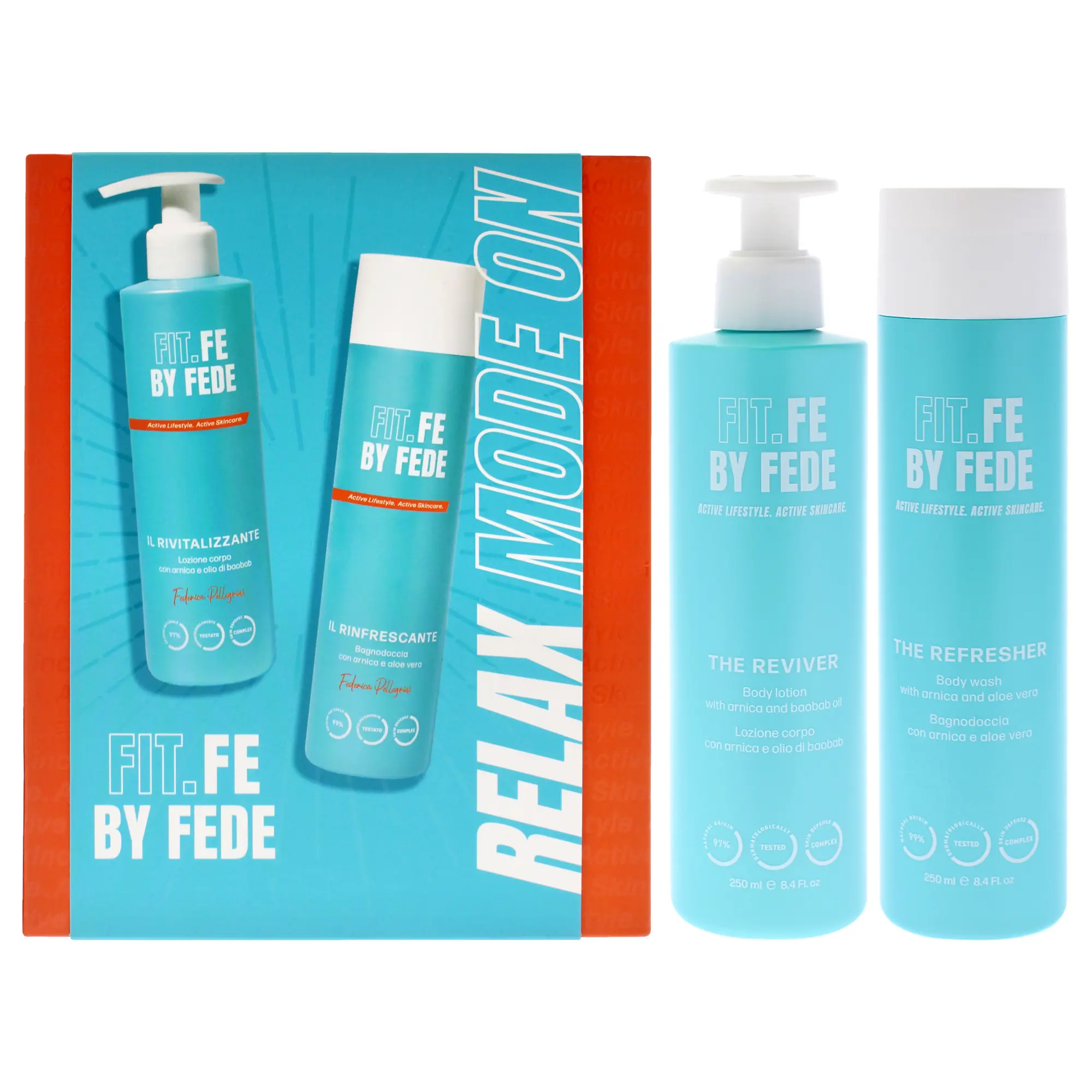 Active Lifestyle Relax Mode On by Fit.Fe By Fede for Women - 2 Pc 8.4oz The Refresher Body Wash, 8.4o
