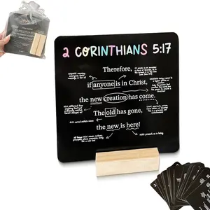 27 Scripture Quote Cards: A Mapped Bible Verse for Every Week of The Year, Bible Memory Verse Cards with Wood Stand, Teach Sunday School, Christian Bible Gifts