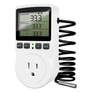 110V-120V US Plug Digital Temperature Controller Outlet Plug - 1800W ABS Electric Thermostat with Auto Mode, 4 Timing Functions, AC Power Supply for Reptiles, Greenhouses, Heating Pads (Home Supplies)