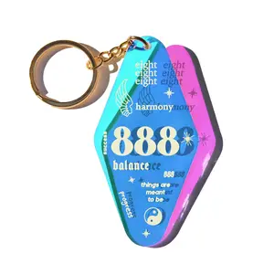 888 BALANCE ANGEL NUMBER IRIDESCENT KEYCHAIN