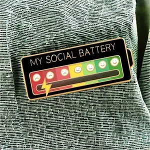 My social battery slider enamel Pin,Novelty Cowboy Accessories for Men, Cute Gifts for Girlfriend, Wife, Her