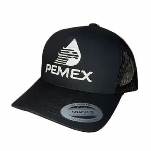 PEMEX Glow-In-The-Dark Curved Black Trucker Baseball Cap, Casual Trendy Hat with Snapback Closure