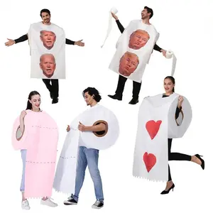 Halloween Couple Couple New Spoof Toilet Paper Roll Top Printed Costume Diameter 50CM Halloween Costumes for Women