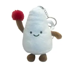 Cheer Megaphone Plush Keychain with Red Pom Pom and Soft Plush Material for Fans and Collectors. Perfect cheer bag charm or spirts gift.