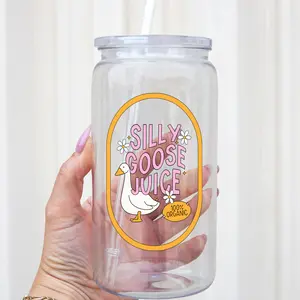 Silly Goose Juice Glass Tumbler with Lid & Plastic and Glass Straws Silly Goose Juice Glass Tumbler with Lid & Plastic and Glass Straws
