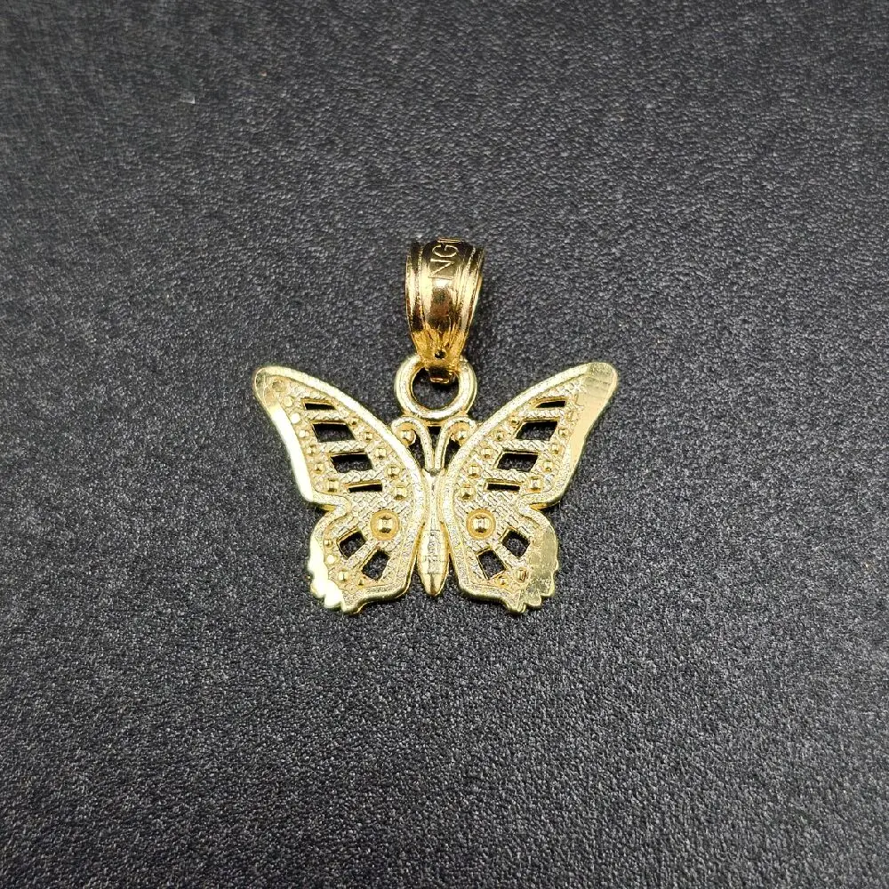10k Gold Small Butterfly Pendant, Dainty Everyday Wear Jewelry