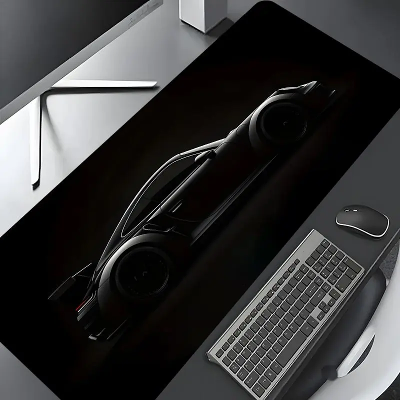 Black Luxury Sports Car Large Gaming Mouse Pad, Computer Mouse Pad, Desktop Protection Pad, Washable Non-Slip Rubber Mousepad with Lock-Edge Design, Multi-Size for Home or Office, Gift for Family and Friends, Keyboard Mouse Pad, Desktop Accessory