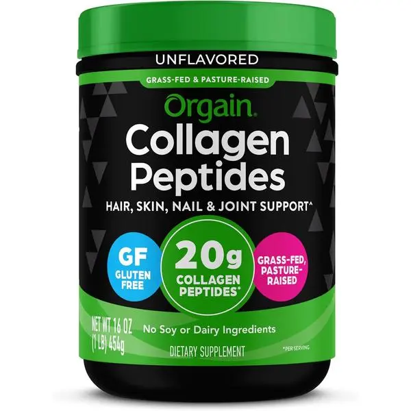Orgain Hydrolyzed Collagen Peptides Powder Supplements, 20g Pasture-Raised Bovine Hide Type I & III, Neutral Flavor - Hair, Skin, Nail & Joint Support, Paleo, Keto, Non-GMO, 1lb for Women & Men, Neutral Flavor Collagen Supplements
