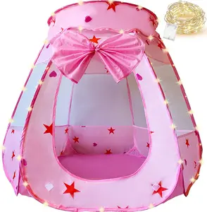 Princess Pop Up Play Tent Ball Pit with Lights, Toys Gifts for Kids Girls Boys 3 4 5 6 Year Old, Baby and Toddler Will Love It. Easy Pop Up No Assembly Required, Indoor Outdoor Use