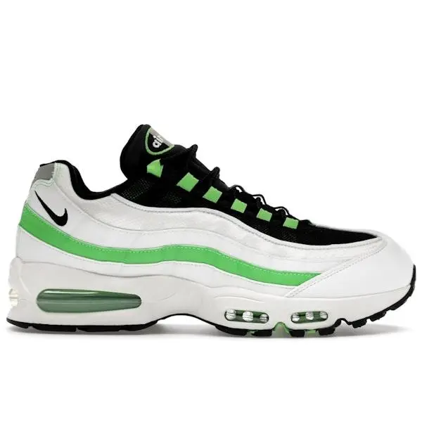 Nike Air Max 95 Big Bubble Men's Sneakers Summit White / Black / Green Gusto IB1667-100 Low Top Running-Inspired Shoes Lifestyle Footwear Lace-Up Sneakers Iconic Air Max Cushioning Retro Design Comfortable Everyday Shoes Rubber Outsole