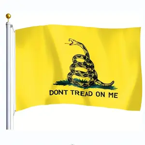 Don't Tread Me Flag 3*5 ft Outdoor Gadsden Flag Snake Graphic Bold Messaging Bright Color and Weather Resistant Hanging Easy Display Outdoor Libertarian Flag with 2 Brass Grommets Yard Sign Banner